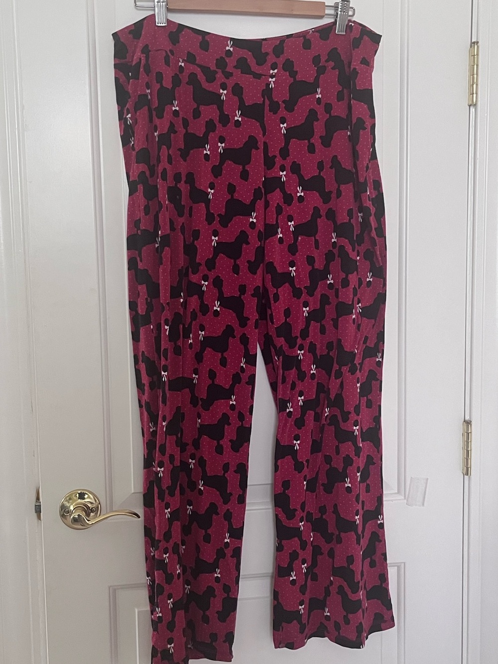 Soma Women's Red & Black Pajama Bottoms loungers with Black Poodle PrintSz L